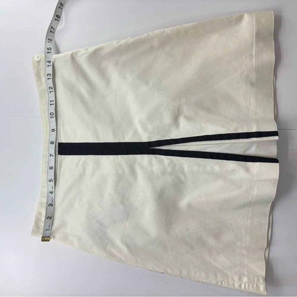 Vintage Ralph Lauren Golf White Cotton A-Line Skirt with Black Center Stripe